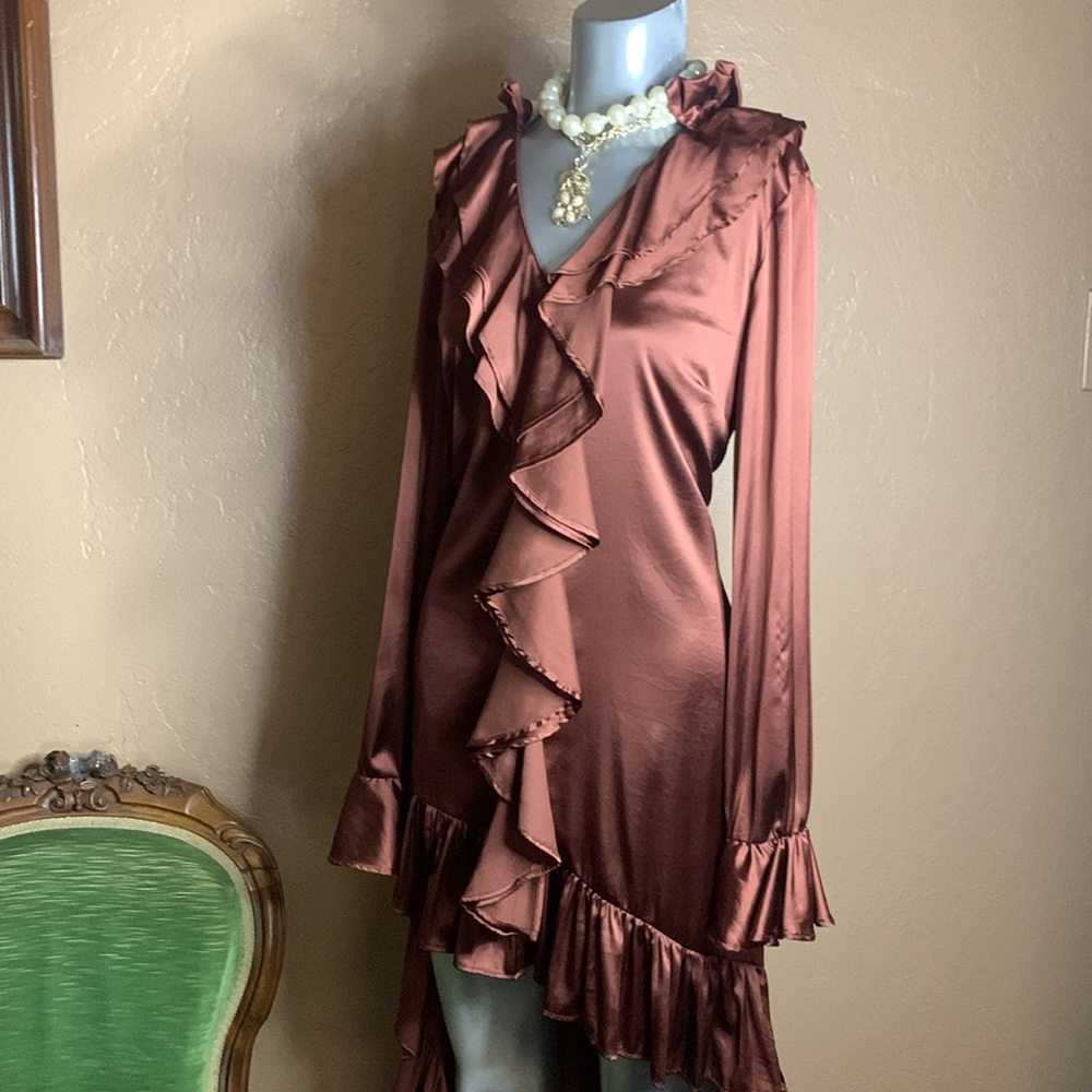 NWT Vita Grace Asymmetric Frill Brunette Dress.  Sz M